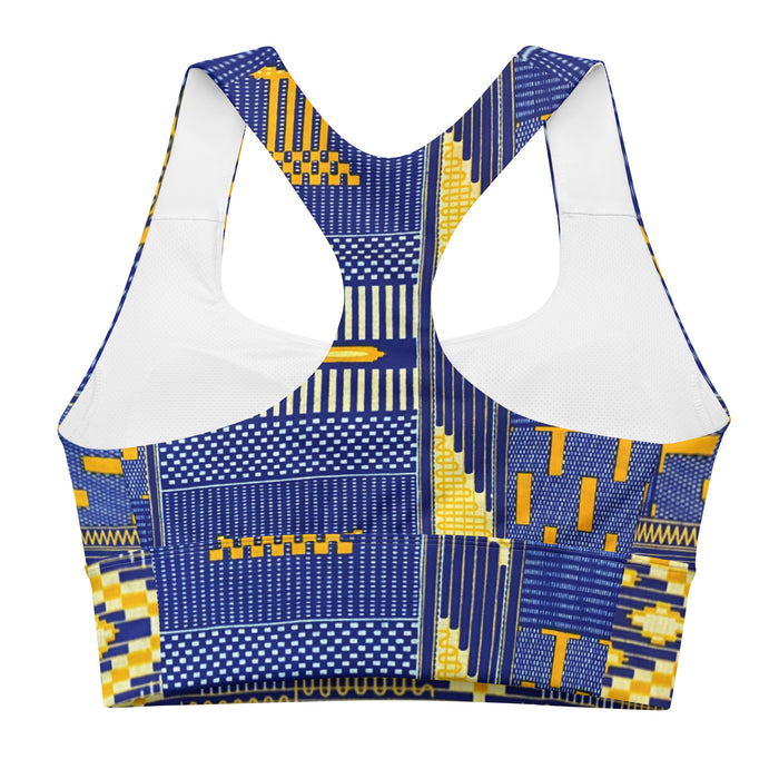 African Print Blue Kente Sports Bra XS-3XL