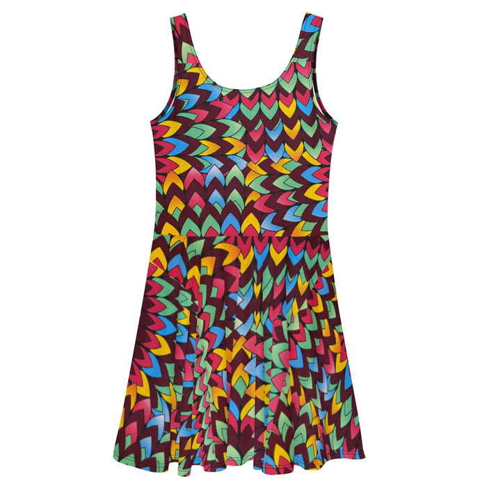 Chevron African Print Skater Dress