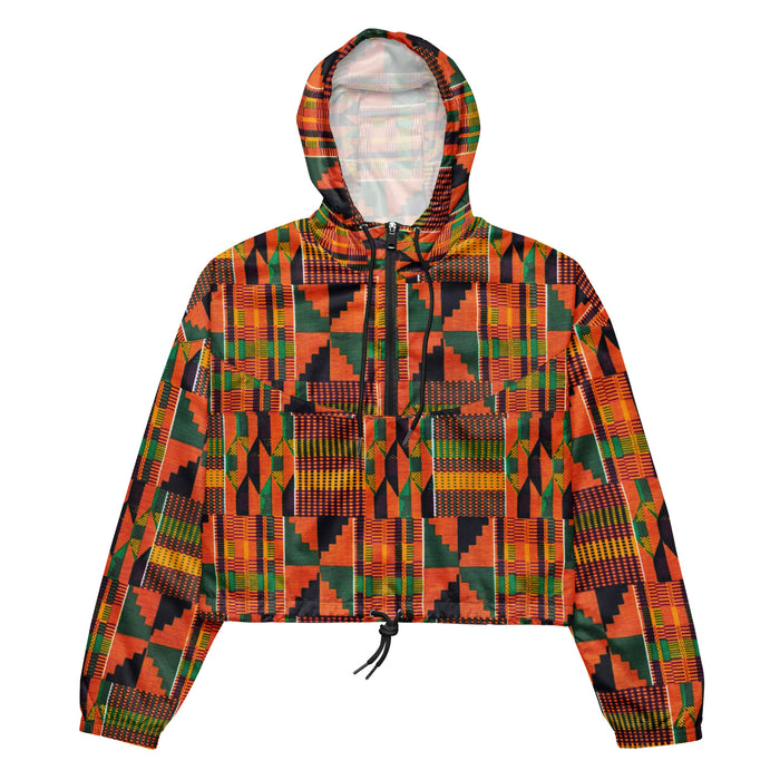 Orange Kente Women’s cropped windbreaker