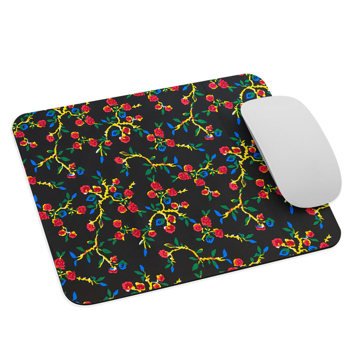 Black Floral African Print Mousepad